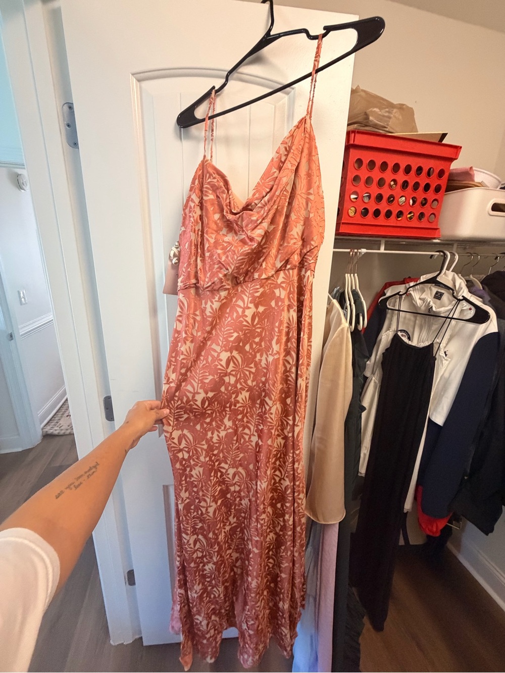 Slip Maxi Dress in Dusty Rose Floral Print